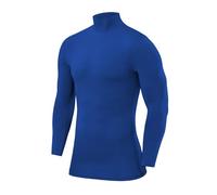 PowerLayer Compression Tops for Boys Base Layers Boys Running Top Thermal Shirt - Mock Neck - Dazzling Blue Mock Neck, 6-8 Years