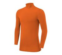 PowerLayer Compression Tops for Boys Base Layers Boys Running Top Thermal Shirt - Mock Neck - Orange, 6-8 Years