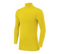 PowerLayer Compression Tops for Boys Base Layers Boys Running Top Thermal Shirt - Mock Neck - Sonic Yellow, 6-8 Years
