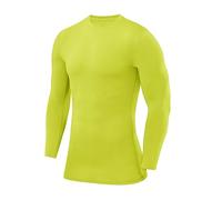 PowerLayer Compression Tops for Men Base Layers Men's Running Top Thermal Shirt - Crew Neck - Lime Punch, XS