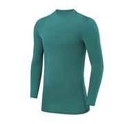 PowerLayer Kids Base Layer Long Sleeve Compression Shirt. Lightweight and Moisture Wicking Thermal Top for Football, Rugby, Soccer and Gym for Boys - Carmine Green (Boys), 12-14 Years