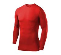PowerLayer Kids Base Layer Long Sleeve Compression Shirt. Lightweight and Moisture Wicking Thermal Top for Football, Rugby, Soccer and Gym for Boys - Red, Boys' X-Large (12-14 Years)