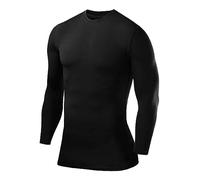 PowerLayer Kids Base Layer Long Sleeve Compression Shirt. Lightweight and Moisture Wicking Thermal Top for Football, Rugby, Soccer and Gym for Boys Black, L