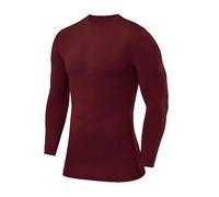 PowerLayer Kids Base Layer Long Sleeve Compression Shirt. Lightweight and Moisture Wicking Thermal Top for Football, Rugby, Soccer and Gym for Boys - Cabernet, 10-12 Years (Boys Large)