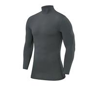 PowerLayer Men's and Boys' Compression Base Layer Top Long Sleeve Under Shirt - Mock Neck