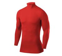 PowerLayer Compression Top for Boys - Running Base Layer - Thermal Shirt - Mock Neck - Red, X-Large (12-14 Years)