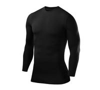 PowerLayer Mens & Boys Compression Base Layer Crew Mock Neck Long Sleeve Shirts
