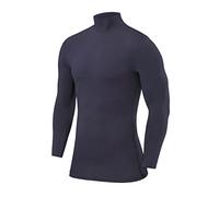 PowerLayer Men's Compression Base Layer Top Long Sleeve Under Shirt - Mock Neck - Graphite, L