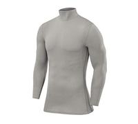 PowerLayer Men's Compression Base Layer Top Long Sleeve Under Shirt - Mock Neck - Tornado, XXL