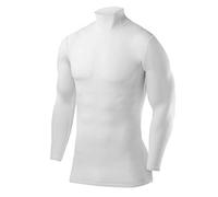 PowerLayer Men's Compression Base Layer Top Long Sleeve Under Shirt - Mock Neck - White, M