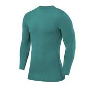 PowerLayer Men's Compression Long Sleeve Top - Thermal Base Layer for Running, Cycling, Gym - Carmine Green, XXL