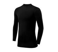PowerLayer Mens Kids Compression Base Layer/Baselayer Top Long Sleeve Under Shirt - Crew Neck - Small Boy - Black