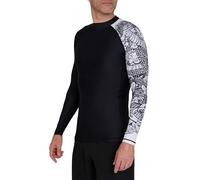 PowerLayer Men's Long Sleeve Rash Vest Mens BJJ Rashguard Men Running Cycling Compression Rash Guard Baselayer Skins - Black/White, M