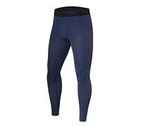 PowerLayer Men's Running Workout Thermal Compression Base Layer Leggings Tights - Navy Eclipse, XL