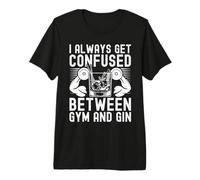 Powerlifting Bodybuilder Confused Between Gin & Gym Premium T-Shirt