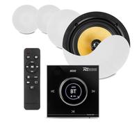 PowerLine B100 Black Bluetooth Ceiling Speaker System with 4x PD KVCS8 8" HiFi Coaxial Speakers, LCD In-Wall Amplifier & Cable Kit - Integrated Home Audio, Multi-Room Installed Sound Solution