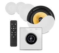 PowerLine B100 Bluetooth Ceiling Speaker System with 4x 8-Inch PD KVCS8, In-Wall Amp, LCD Touch, White - HiFi Audio for Home/Office, Bluetooth, 100W, Plug & Play Install