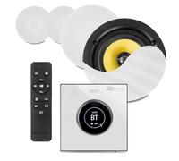 PowerLine B100 White Bluetooth Ceiling Speaker System with 4x High Fidelity 6.5" PD KVCS6 Speakers, In-Wall Amplifier, and Speaker Cable - Discreet Home Audio Solution