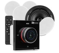 Power Dynamics Powerline B100BSet Bluetooth Ceiling Speaker System with In-Wall Audio Amplifier, 4x 6.5 HiFi Speakers, Touch LCD, USB & MicroSD Player, Doorbell Trigger, Complete Installation Kit