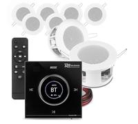 Powerline B100B Bluetooth Compact Ceiling Speaker System - 8 Ultra-Compact 3" Ceiling Speakers with In-Wall Bluetooth Amplifier, Touch Control, 4x 25W, Home Audio Kit, Speaker Cables Included