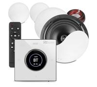 Powerline B100W Bluetooth Ceiling Speaker System with Four 5.25-Inch Ceiling Speakers, In-Wall Amplifier, 10m Speaker Cable - Home Audio Bundle for Wireless Music and Discreet Installation