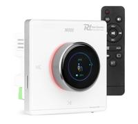 Powerline B100W in wall Bluetooth amplifier with LCD touchscreen, supports up to 4 speakers, Class-D, 4x25W, USB, microSD, AUX input, in-wall audio system, remote, white finish