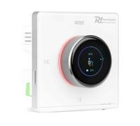 Powerline B100W in wall Bluetooth amplifier with LCD touchscreen, supports up to 4 speakers, Class-D, 4x25W, USB, microSD, AUX input, in-wall audio system, remote, white finish