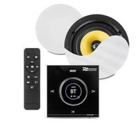 PowerLine B50 Black Bluetooth Ceiling Speaker System with 2x KVCS6 - In Wall Amplifier, Touch LCD, Wireless Streaming, Slim Flush-Mount HiFi Home Audio Kit, Complete Ceiling Speaker Package