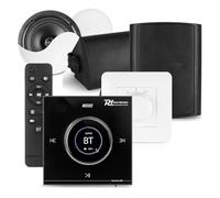 Powerline B50B 2-Zone Kitchen & Garden Patio Sound System with Bluetooth In-Wall Amplifier, 2x Ceiling Speakers, 2x Waterproof Wall Speakers - Home Audio Solution for Indoor Outdoor Use