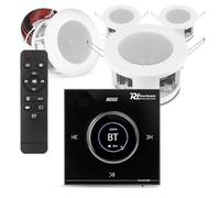 Powerline B50B Bluetooth Ceiling Speaker System with LCD Touch Amplifier - 4x 3" Compact Ceiling Speakers, In-Wall Bluetooth Amplifier, Cables, Wireless Streaming, Home Audio Kit