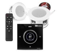 Powerline B50B Bluetooth Compact Ceiling Speaker System with LCD Wall Amplifier - 2x Discreet 3" Ceiling Speakers, Bluetooth 5.0, Touchscreen Control, Speaker Cable Kit, Reliable Home Audio