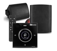 Powerline B50B Garden Wall Speaker System with Bluetooth Wall Amplifier - Complete Outdoor Weatherproof Sound System for Garden, Patio, or Marine Audio - 100W Speaker Pair, In-Wall LCD Touch Control