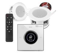 Powerline B50W Bluetooth Compact Ceiling Speaker System - 2x 3" Compact Ceiling Speakers with In-Wall Touch LCD Bluetooth Amplifier, Complete Kit for Home Audio, Kitchens & Offices, Hidden Cabling