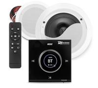 Powerline Bluetooth Bathroom Ceiling Speaker System 8" - In-Wall Amplifier with Touch LCD, 100W Moisture-Proof Ceiling Speakers, Speaker Cable, Wireless Bathroom Audio Kit for Kitchens & Humid Areas