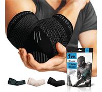 POWERLIX Elbow Brace Support - Compression Sleeve for Tendonitis, Tennis and Golfers Elbow Treatment, Arthritis, Workouts, Weightlifting - Reduce Pain (Black, M)