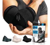 POWERLIX Elbow Support for Men/Women, 2 Pieces Elbow Brace Compression Arm Support for Tendonitis, Tennis/Golfers Elbow, Support Sleeves for Sports Protection and Pain Relief, Black, Large