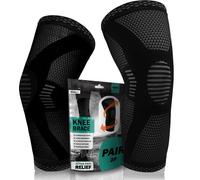 POWERLIX Knee Support for Women/Men, 2 Pack Knee Brace Compression Sleeve Support for Arthritis, Joint Pain, Ligament Injury, Meniscus Tear, ACL, Tendonitis, Running, Squats, Sports, Black, Medium