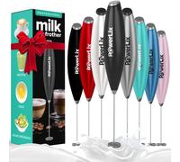 PowerLix Milk Frother Handheld Battery Operated Electric Foam Maker for Coffee, Latte, Cappuccino, Hot Chocolate, Durable Mini Drink Mixer with Stainless Steel Whisk, No Stand