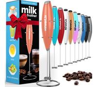 PowerLix Milk Frother Handheld Whisk - Electric Milk Frother Foamer with Stainless Steel Stand,15-20s, Powerful 19000rpm, Mini Drink Mixer Coffee Frother for Latte, Cappuccino, Hot Chocolate