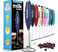 PowerLix Milk Frother Handheld Whisk - Electric Milk Frother Foamer with Stainless Steel Stand,15-20s, Powerful 19000rpm, Mini Drink Mixer Coffee Frother for Latte, Cappuccino, Hot Chocolate