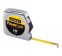 Powerlock Tape Rule, 1/4"" x 10ft, Plastic Case, Chrome, 1/16"" Graduation, Sold as 1 Each