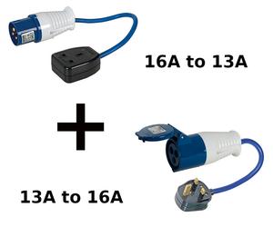 PowerMaster 341082 or 818738 Fly Lead Converter 16A to 13A Socket or 13A to 16A