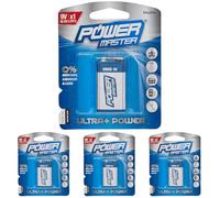 Powermaster 531078 9V Super Alkaline Battery 6LR61 Single, Blue (Pack of 4)