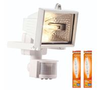 PowerMaster ECO Floodlight 150W IP44 Outdoor Motion Sensor Halogen + 2 x Bulbs