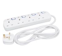 Powermaster Extension Lead With Individual Switches 6 Gang Sockets 13A With Neon Power Indicators - 2M Length