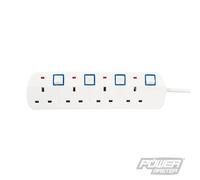 Powermaster Switched Extension Lead 4-Gang - 2m, 13A with Neon Power Indicator & Individual Switches for Each Socket, 230V (341158)