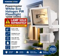 Powermaster S5892 150W IP44 Halogen PIR Floodlight - White (Lamp Not Included)