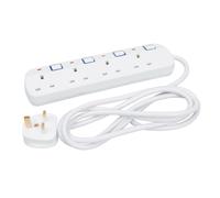 Switched Extension Lead with Neon Indicator 230V 4-Gang 2m