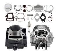 PowerMotor 52.4mm Cylinder and Head Assembly with Piston Ring Rebuild Kit and Gaskets for 4-Stroke Horizontal Engine 110cc ATV Dirt Pit Bike Go Karts Quad 4 Wheeler Dune Buggys Motorcyc