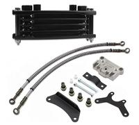 PowerMotor Motorcycle Engine Oil Cooler Universal Oil Cooler Kit Replacement for 70cc 110cc 125cc 140cc 150cc Dirt Bike Pit Bike Motocross - Black